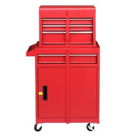 4 Drawer Cabinet With Lock, 330lb Steel, Service Tool Cart Red