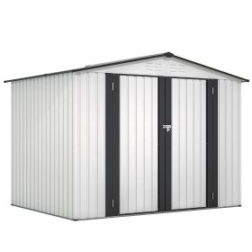 8 X 6 Ft Outdoor Storage Shed, All Weather Metal Sheds With 2 Lockable Doors, Tool Shed For Garden, Backyard, Lawn,White