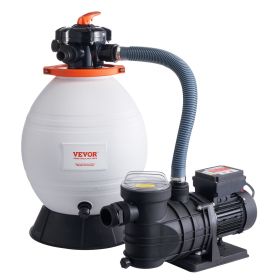 VEVOR Sand Filter Pump For Above Ground Pools, 16-inch, 3500 GPH, 1 HP Swimming Pool Pumps System & Filters Combo Set With 6-Way Multi-Port Valve And