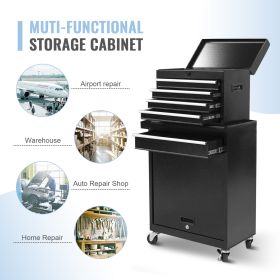 Auto Repair Tool Cart, Combination Cart Tool Box, Mobile Iron Tool Cabinet For Workshop (Color: Black)