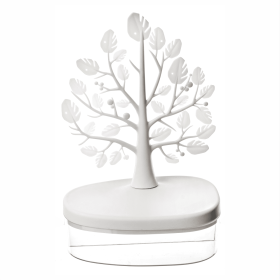 1pc Creative Tree Jewelry Storage Box - Desktop Cosmetics Display Box, Dustproof Plastic Storage Container For Jewelry, Small Items And Cosmetics, Mul (Color: White)