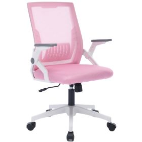 Ergonomic Office Chair Computer Desk Chair Comfy With Adjustable Lumbar Support (Option: White and Pink)