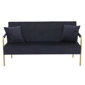 Modern Velvet Loveseat Sofa For Living Room (Color: Black)