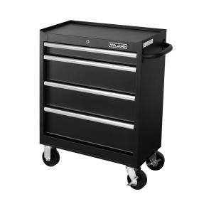Tool Storage Cabinet And Cart 27Inch Metal Tool Cabinet With 4 Drawer,Rolling Wheel, Ball Bearing Sliders, Black Powder Coating, Suitable For Garage, (Option: Cabinet with narrow Width)