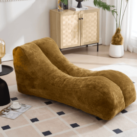 Creative Bean Bag Sofa Chair For Adults Filled With High-quality Sponge That Is Plump And Elastic Fitting The Curves Of The Human Body And Providing G (Color: Brown)