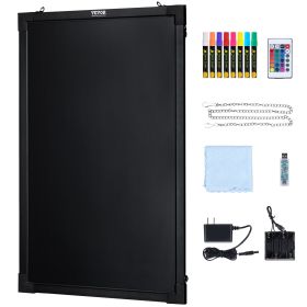 VEVOR LED Message Writing Board, Illuminated Erasable Lighted Chalkboard, Neon Effect Menu Sign Board, Drawing Board With 8 Fluorescent Chalk Markers (Option: 24x16 inch)
