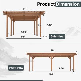 Outdoor Wood Pergola, Wooden Patio Pergola Gazebo For Climbing Plant Support, Garden,Brown (Option: 12X16ft)