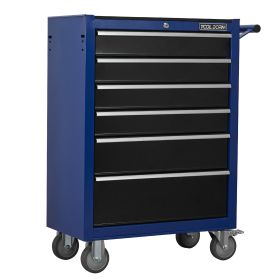 Tool Cabinet Tool Cart 24.2inch With Drawers And Wheels, Metal Rolling Tool Box Locked Drawers Storage Organizer Cabinet With Several Colour Available (Option: Six Drawer and Blue)