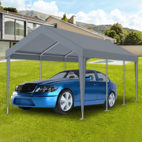 10x20ft Carport Replacement Canopy Cover, Waterproof & UV Protected Tarp With 72 Elastic Buckles Suit For Garage Shelter, Frame Is Not Included,grey (Color: Grey)