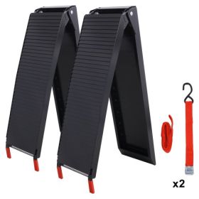 Truck Ramps, 80x12 Portable Loading Ramps For Pickup Trucks 1500 LBS Capacity Aluminum Folding Ramps With Handle  Buckle For ATVs, Snowblower, Lawn Mo (Color: Black)