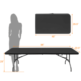 Portable Folding Table Indoor&Outdoor Maximum Weight 135KG Foldable Table For Camping (Option: Black-8ft)