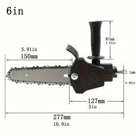 1pc, Mini Electric Drill Chainsaw, Electric Chain Saw Drill Attachment, Chain Saw Drill Attachment, Chainsaw Convertor, Chainsaw For Woodworking Garde (Color: Black)