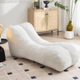 Creative Bean Bag Sofa Chair For Adults Filled With High-quality Sponge That Is Plump And Elastic Fitting The Curves Of The Human Body And Providing G (Color: White)