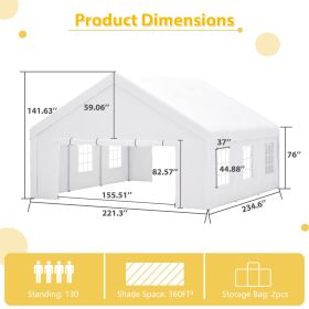 20x20FT Party Tent Heavy Duty, Large Wedding Event Shelters With 2 Storage Bags & Removable Sidewalls, Outdoor Canopy Gazebo Commercial Tents For Part (Option: 20X20 ft)