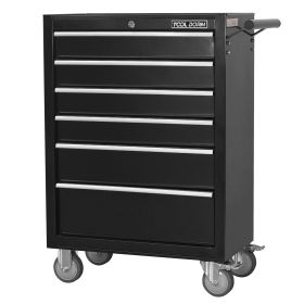 Tool Cabinet Tool Cart 24.2inch With Drawers And Wheels, Metal Rolling Tool Box Locked Drawers Storage Organizer Cabinet With Several Colour Available (Option: Six Drawer and Black)