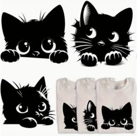 Little Black Cat Peeks At Heat Transfer Printing (Option: 22x25cm)