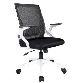 Ergonomic Office Chair Computer Desk Chair Comfy With Adjustable Lumbar Support (Option: White and black)