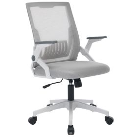 Ergonomic Office Chair Computer Desk Chair Comfy With Adjustable Lumbar Support (Option: White and Gray)