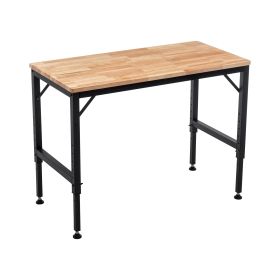 48 In Heavy-Duty Adjustable Workbench For Garage, Rubber Wood Shop Table ,Hardwood Workstation Weight Capacity Over 2000 Lbs (Option: Without)