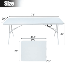 Portable Folding Table Indoor&Outdoor Maximum Weight 135KG Foldable Table For Camping (Option: White-6ft)